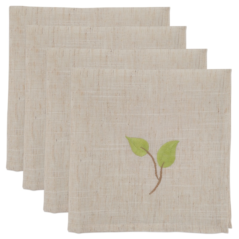 Embroidered Table Napkins With Vine Design (Set of 4) - 20" x 20"