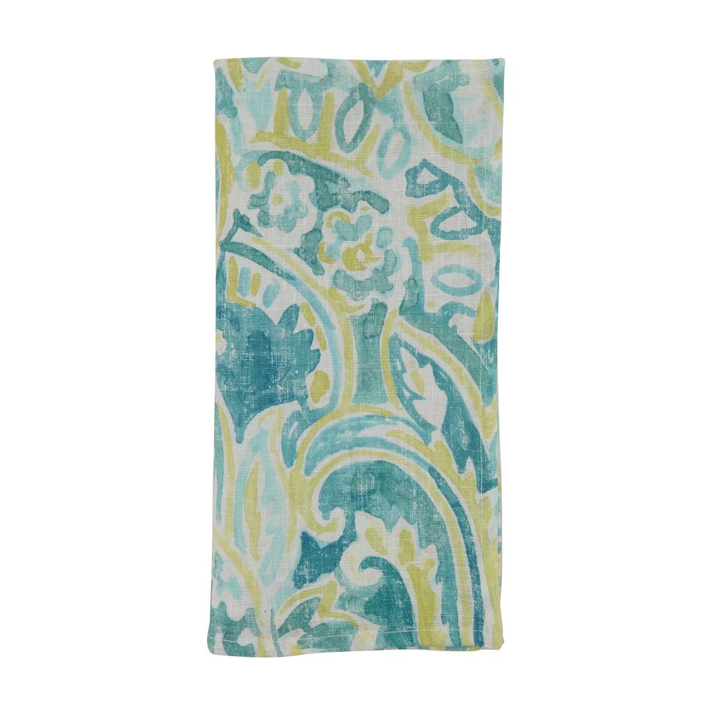 Linen Table Napkins With Distressed Paisley Design (Set of 4) - 20" x 20"