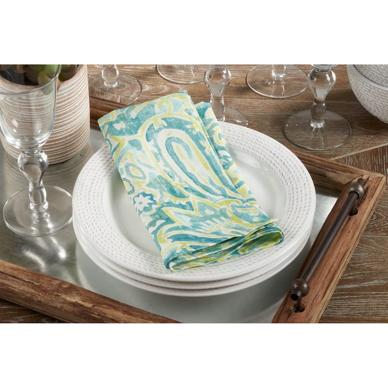 Linen Table Napkins With Distressed Paisley Design (Set of 4) - 20" x 20"