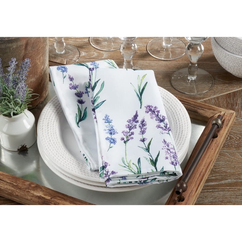 Cloth Table Napkins With Lavender Print (Set of 12) - 20" x 20"
