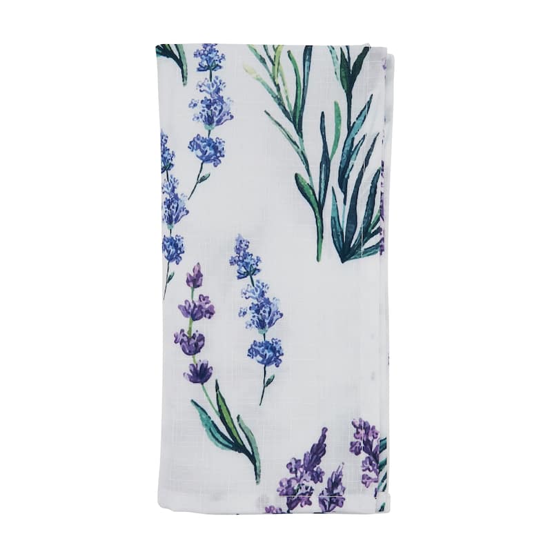 Cloth Table Napkins With Lavender Print (Set of 12) - 20" x 20"