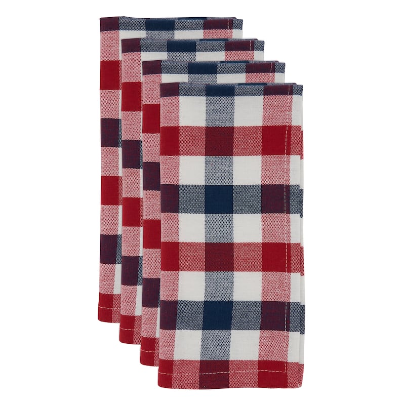 Cotton Table Napkins With Gingham Check Design (Set of 4) - 20" x 20"