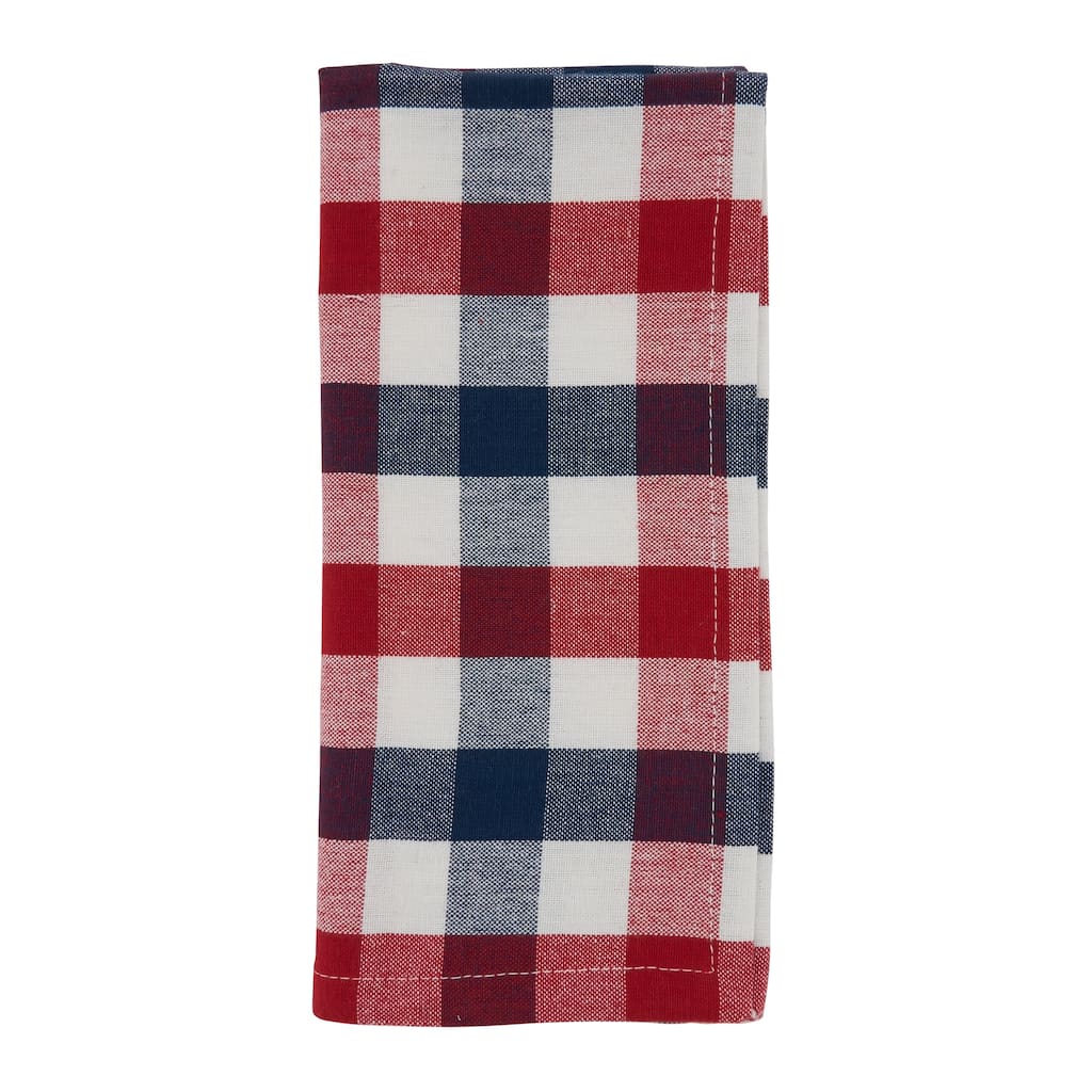 Cotton Table Napkins With Gingham Check Design (Set of 4) - 20" x 20"