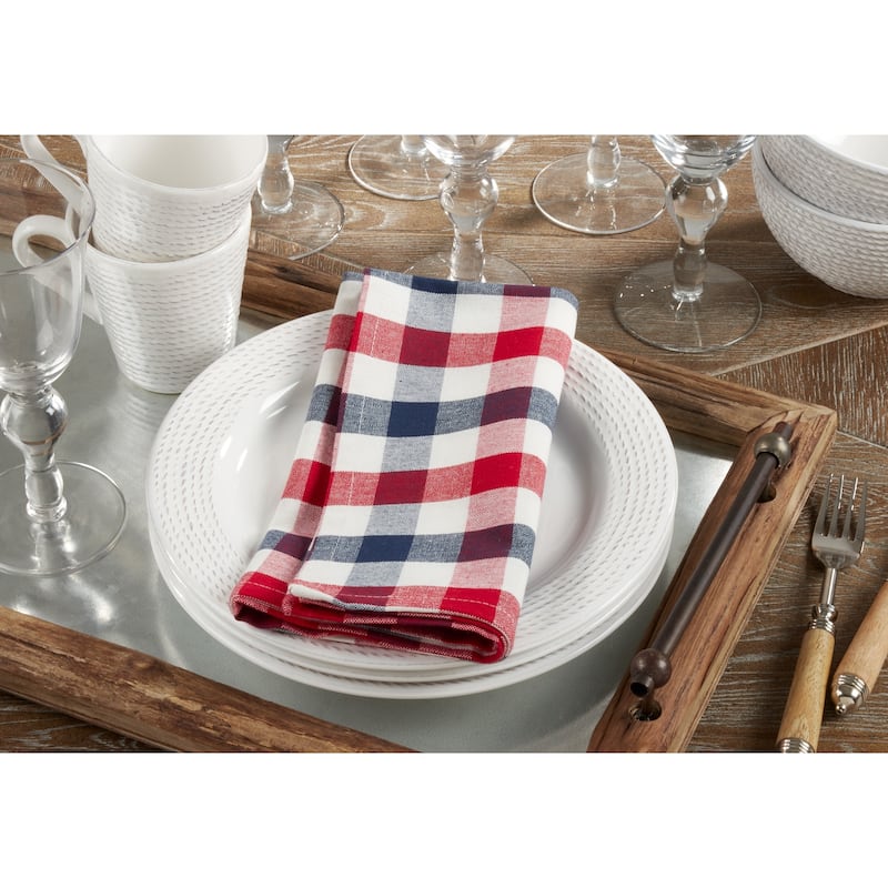 Cotton Table Napkins With Gingham Check Design (Set of 4) - 20" x 20"