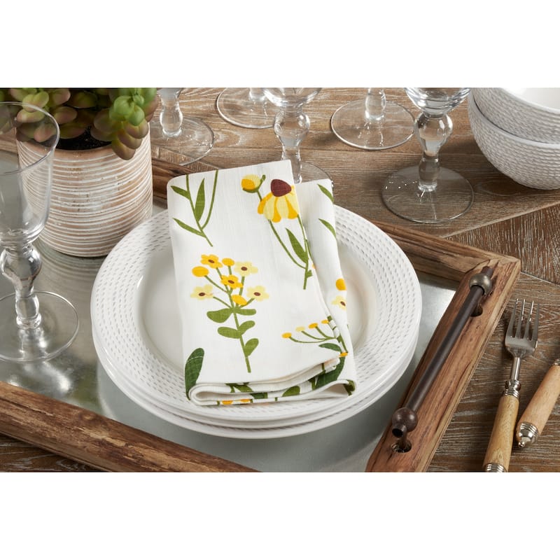 Cotton Table Napkins With Daisy Floral Design (Set of 4) - 20