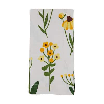 Cotton Table Napkins With Daisy Floral Design (Set of 4) - 20" x 20"