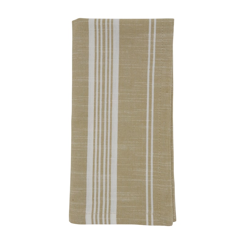Striped Design Cotton Table Napkins (Set of 4) - 20" x 20" - Khaki