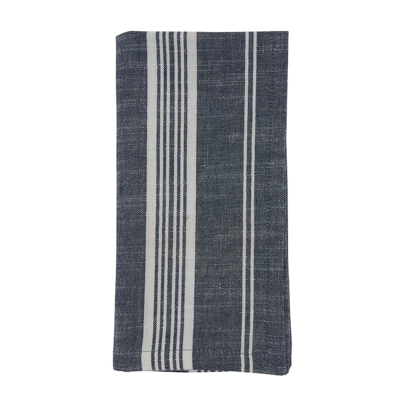 Striped Design Cotton Table Napkins (Set of 4) - 20" x 20" - Navy Blue