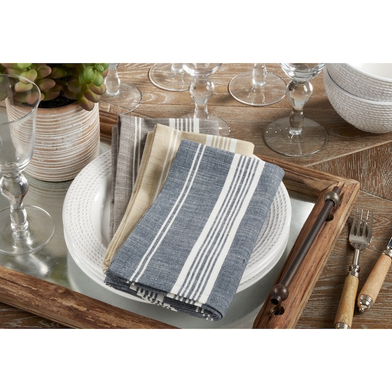 Striped Design Cotton Table Napkins (Set of 4) - 20" x 20"