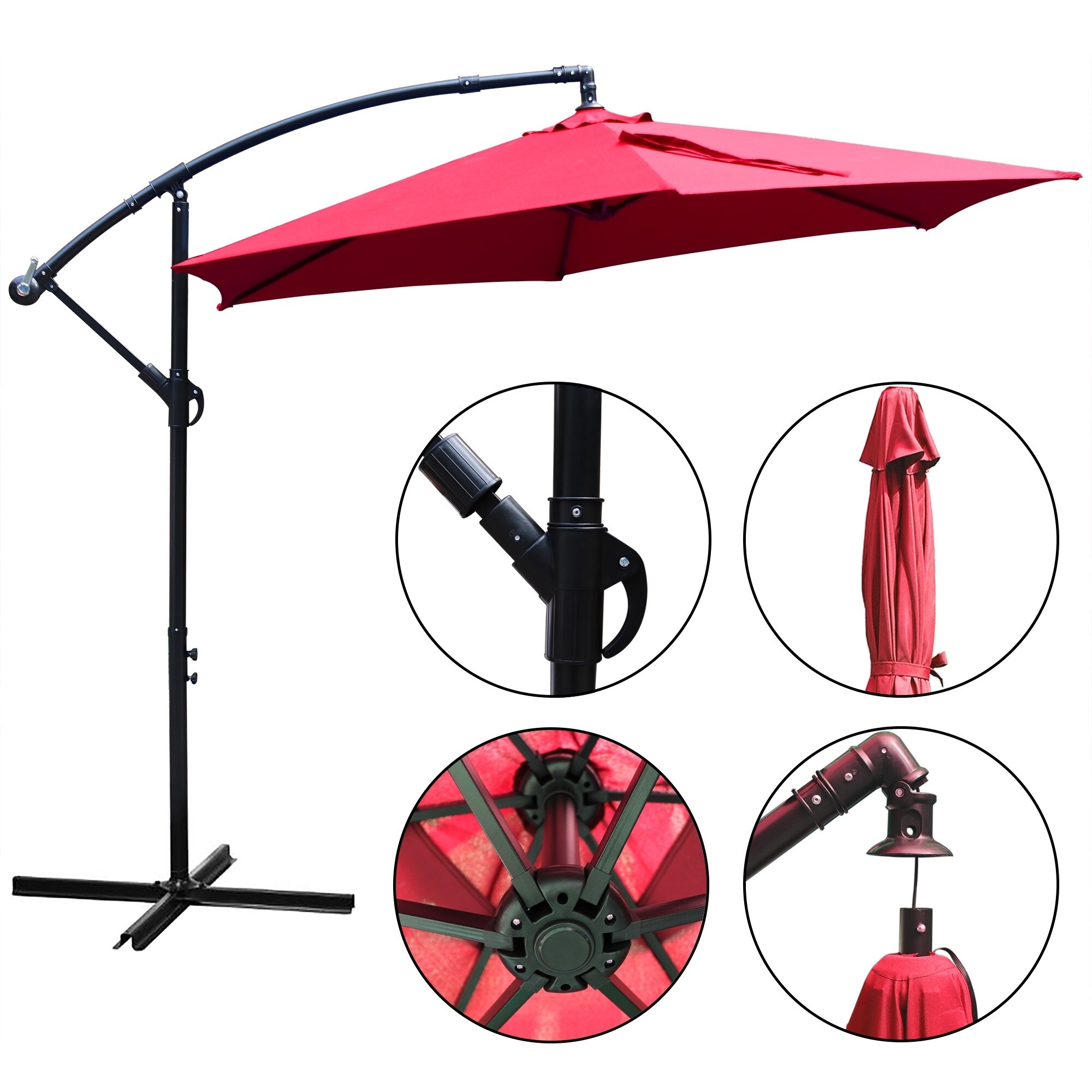 Shop Black Friday Deals On Maypex 10 Feet Offset Outdoor Patio Umbrella On Sale Overstock 30700902 Red