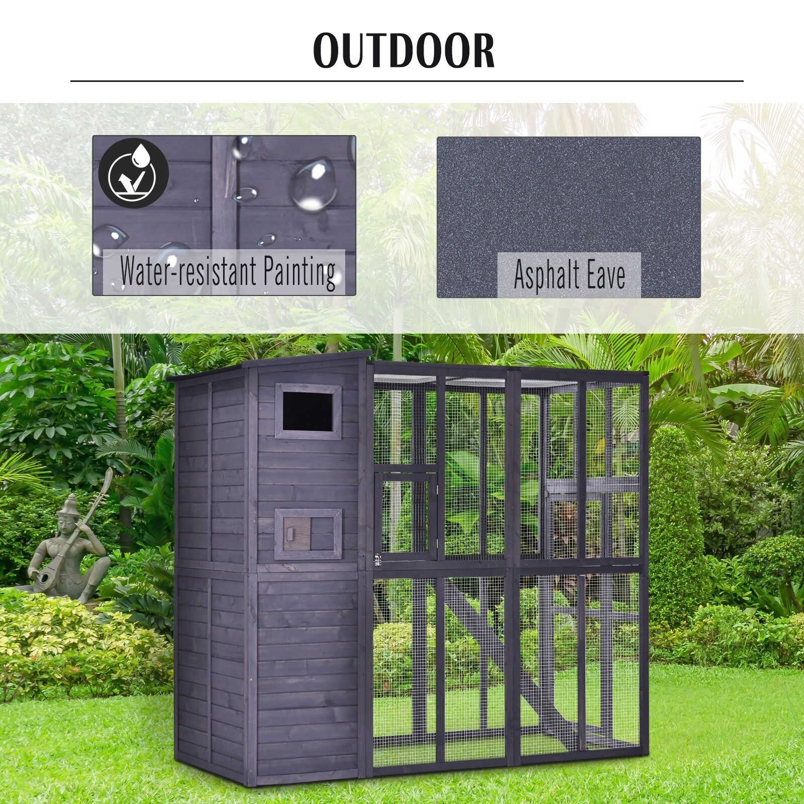 wooden outdoor cat run