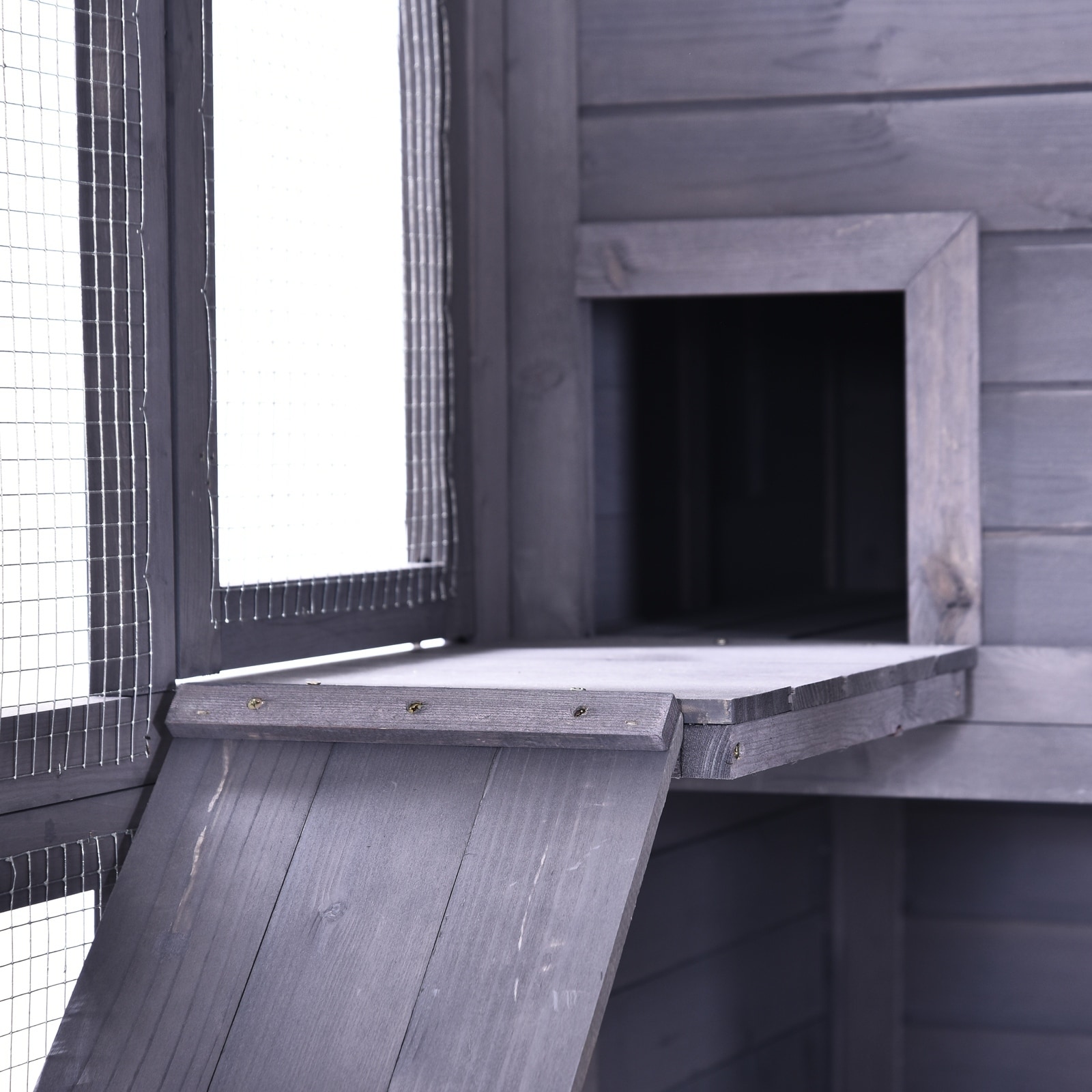 wooden outdoor cat run