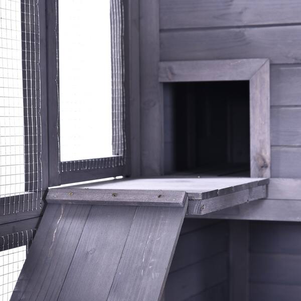 Shop Pawhut Large Wooden Outdoor Cat House With Large Run For Play
