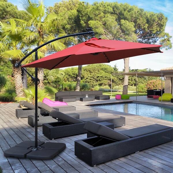 Shop Black Friday Deals On Maypex 10 Feet Solar Offset Outdoor Patio Umbrella Overstock 30701277