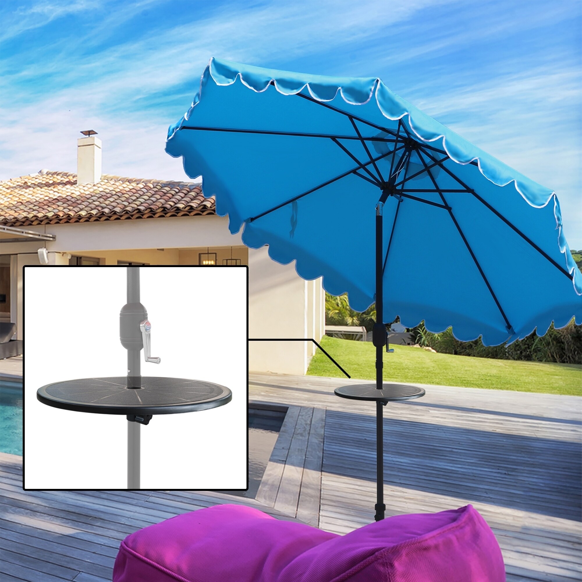 Shop Black Friday Deals On Maypex 20 In Adjustable Outdoor Umbrella Round Table Top Black Overstock 30701848