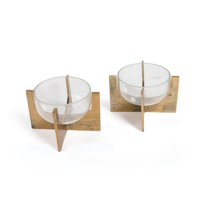 Hip Vintage Paladin Antique Gold Candle Holders (Set of 2)