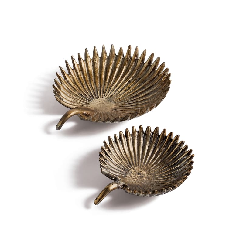 Hip Vintage Palm Antique Gold Dishes (Set of 2)