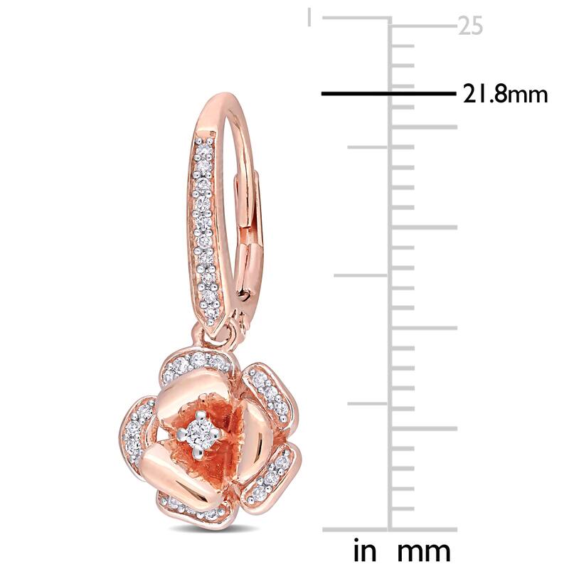 Miadora 10k Rose Gold 1/5ct TDW Diamond Floral Drop Leverback Earrings