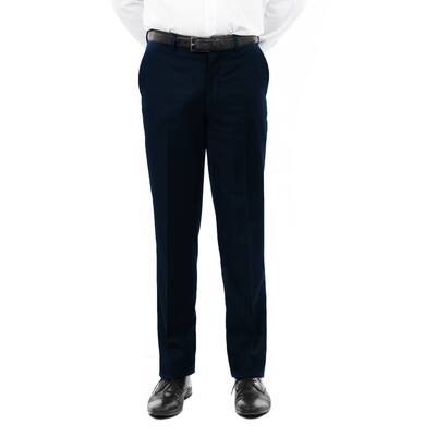 Men Solid Wool Dress Pant Flat Front Modern Fit