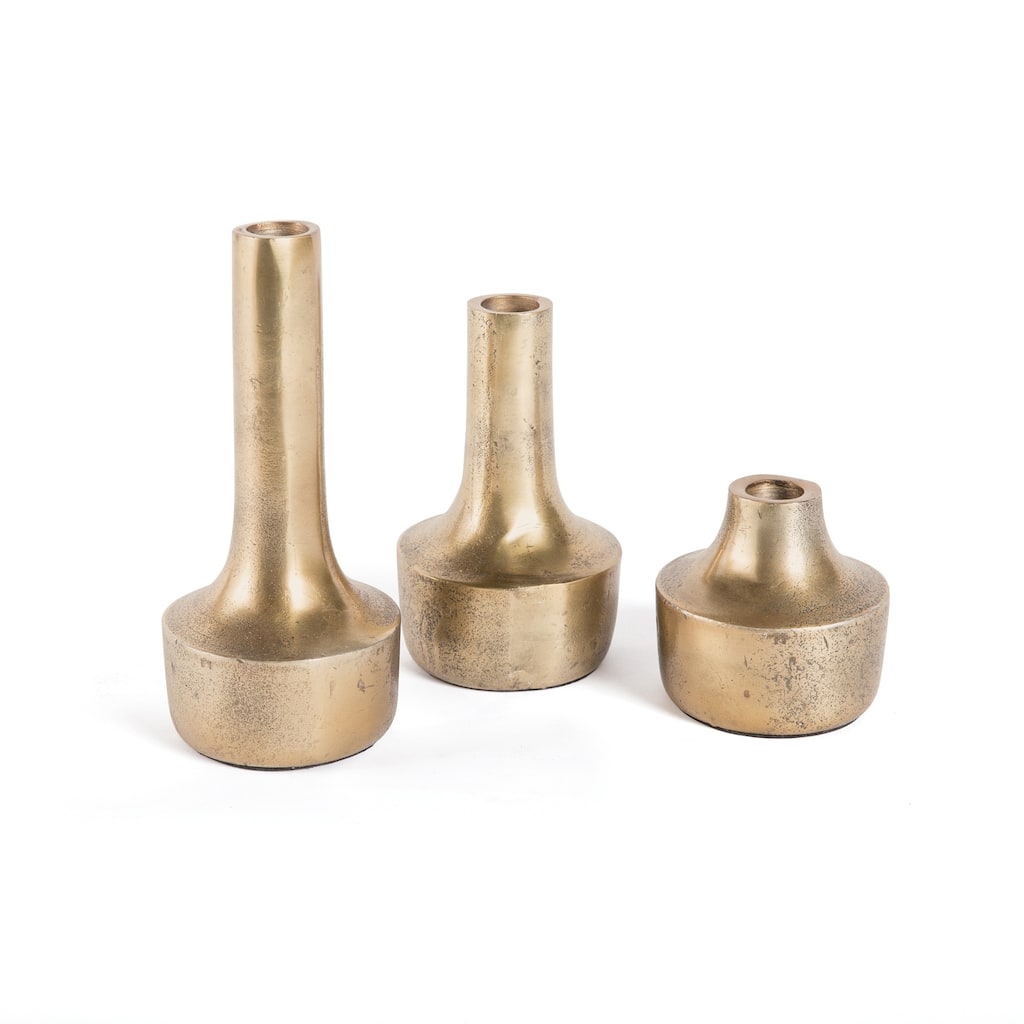 Hip Vintage Trio Antique Gold Vases