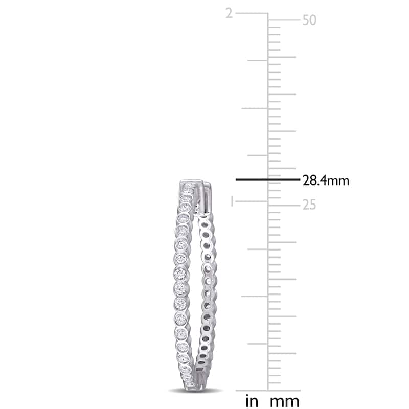 Miadora 14k White Gold 4/5ct TDW Diamond Hoop Earrings - N/A