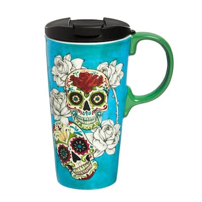 Day of the Dead 17 fl. oz. Ceramic Travel Cup with Matching Gift Box