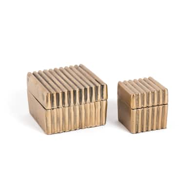 Hip Vintage Curtis Antique Gold Boxes (Set of 2)