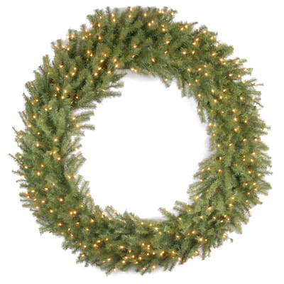 60" Norwood Fir Wreath with Warm White LED Lights
