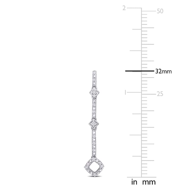 Miadora 10k White Gold 1/6ct TDW Diamond Linear Drop Earrings - N/A