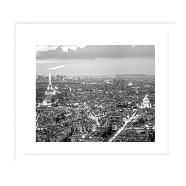 BLACK & WHITE PARIS PANORAMIC White Framed Giclee Print By David Phillips