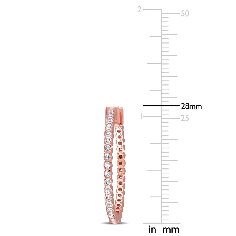 Miadora 14k Rose Gold 4/5ct TDW Diamond Hoop Earrings - N/A