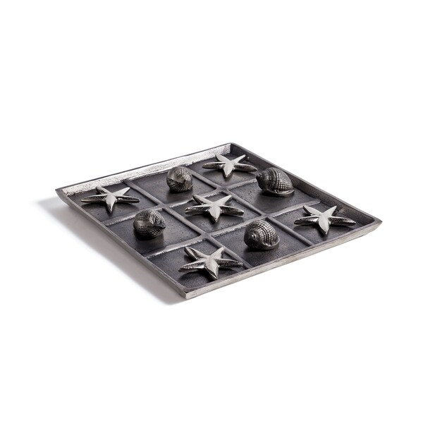 Hip Vintage Beach Brushed Nickel Tic Tac Toe