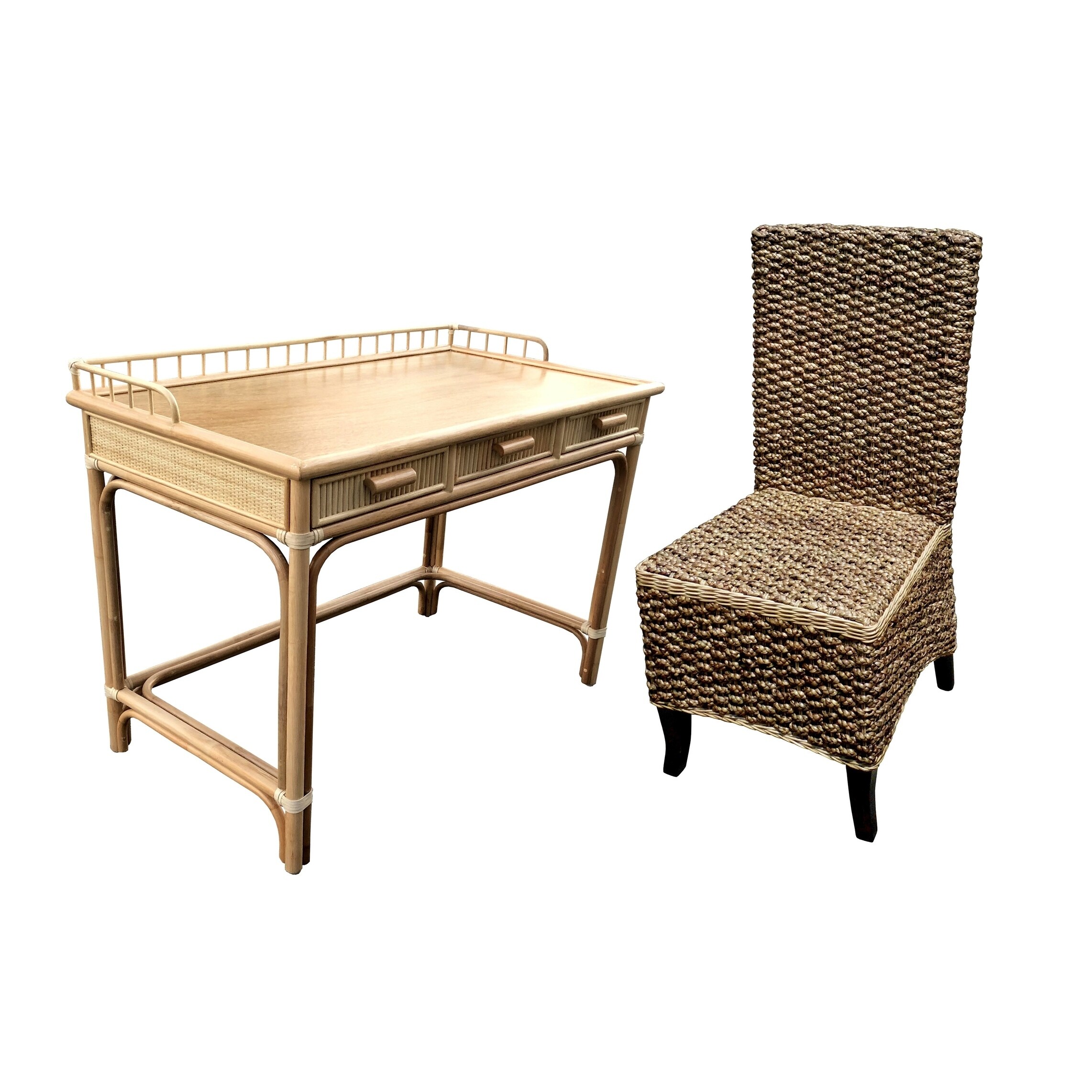 Shop Rattan 3 Drw Writing Desk With Seagrass Side Chair