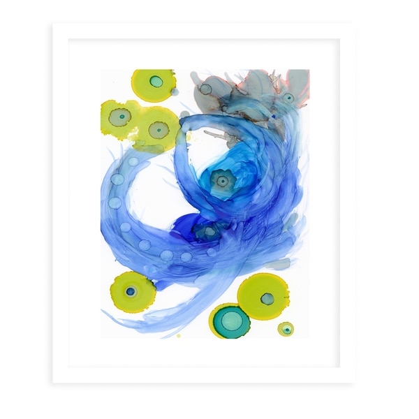 SWIRLS BLUE White Framed Giclee Print By Olivia St. Claire