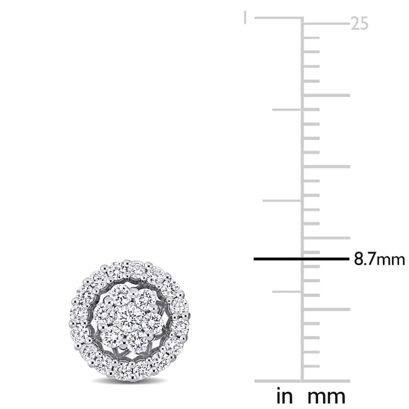 Miadora 14k White Gold 1/2ct TDW Diamond Composite Halo Floral Stud Earrings - N/A