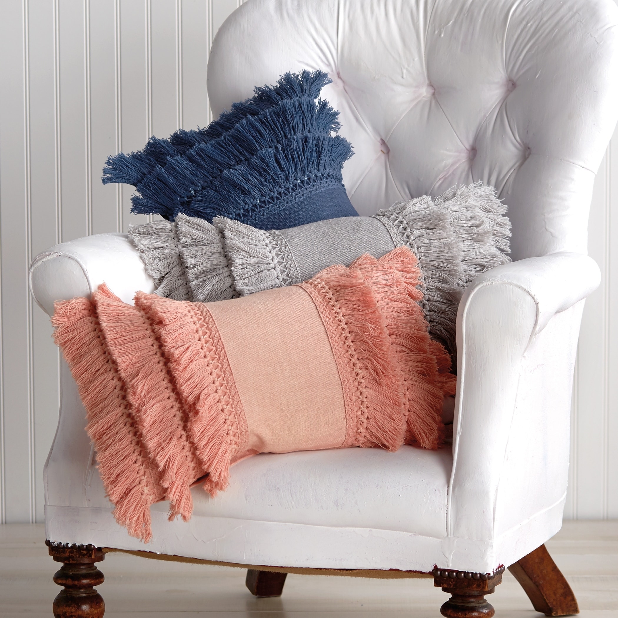 Fringe decorative shop pillows