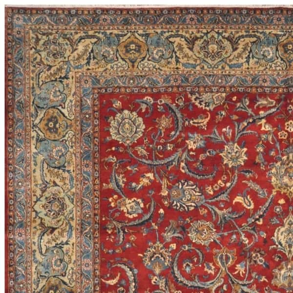 Dengiz Rug Handmade One-of-a-Kind Antique 1940's Isfahan Wool Rug (Iran) - 11' x ...