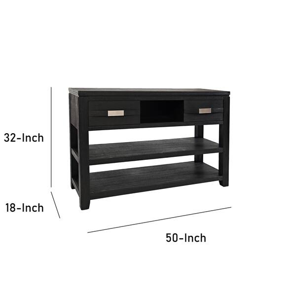 Wooden Sofa Table With 2 Open Shelves And Sliding Panels Wooden Sofa Table With 2 Open Shelves