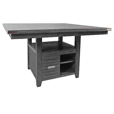 Wooden Dining Table with 4 Interior Shelves and Sliding Door, Gray