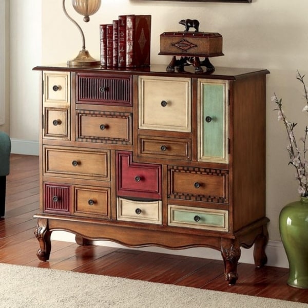 9-Drawer Storage Chest, Multi Color and Antique Walnut