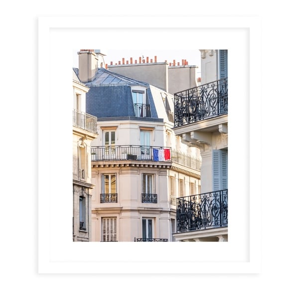 FRENCH BALCONY FLAG White Framed Giclee Print By David Phillips