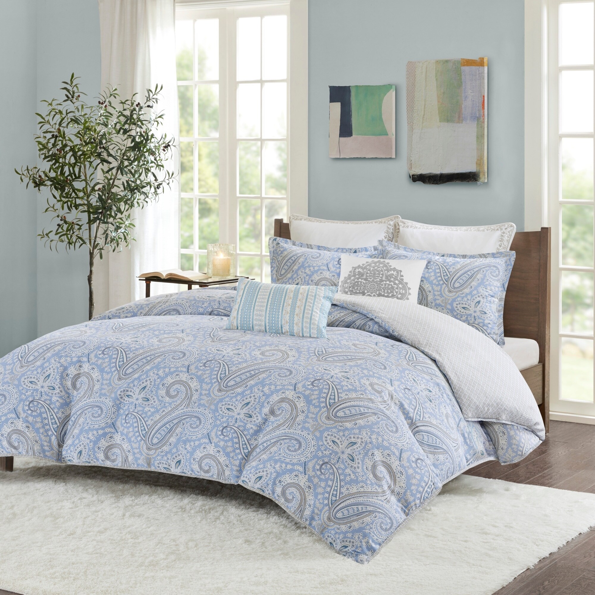 Echo Design Bukhara Blue Reversible Cotton Duvet Cover Set