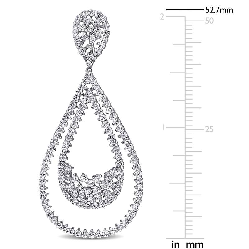 Miadora 14k White Gold 4 1/8ct TDW Diamond Double Teardrop Cluster Earrings - N/A
