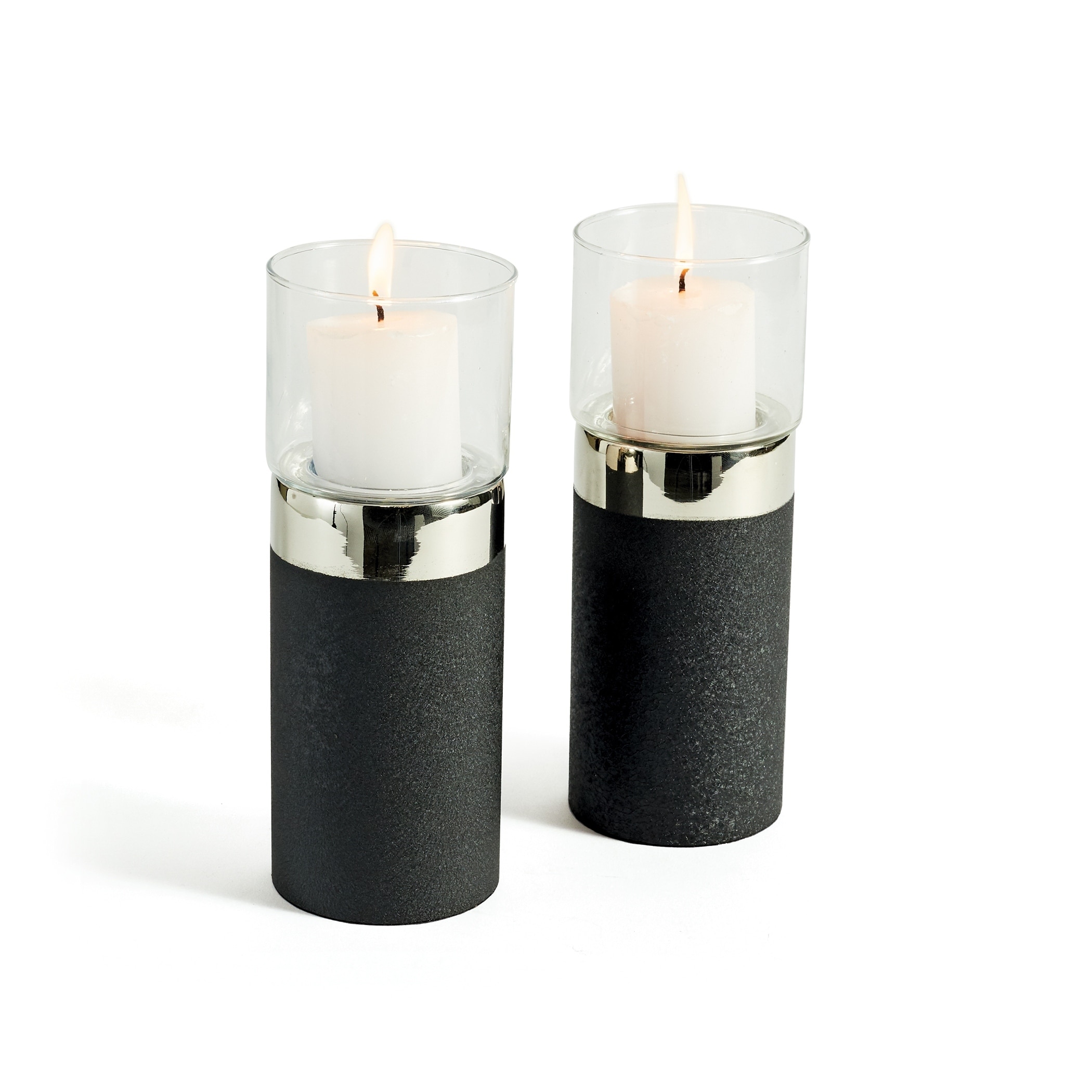 Hip Vintage Malone Black Texture Candle Holders (Set of 2)