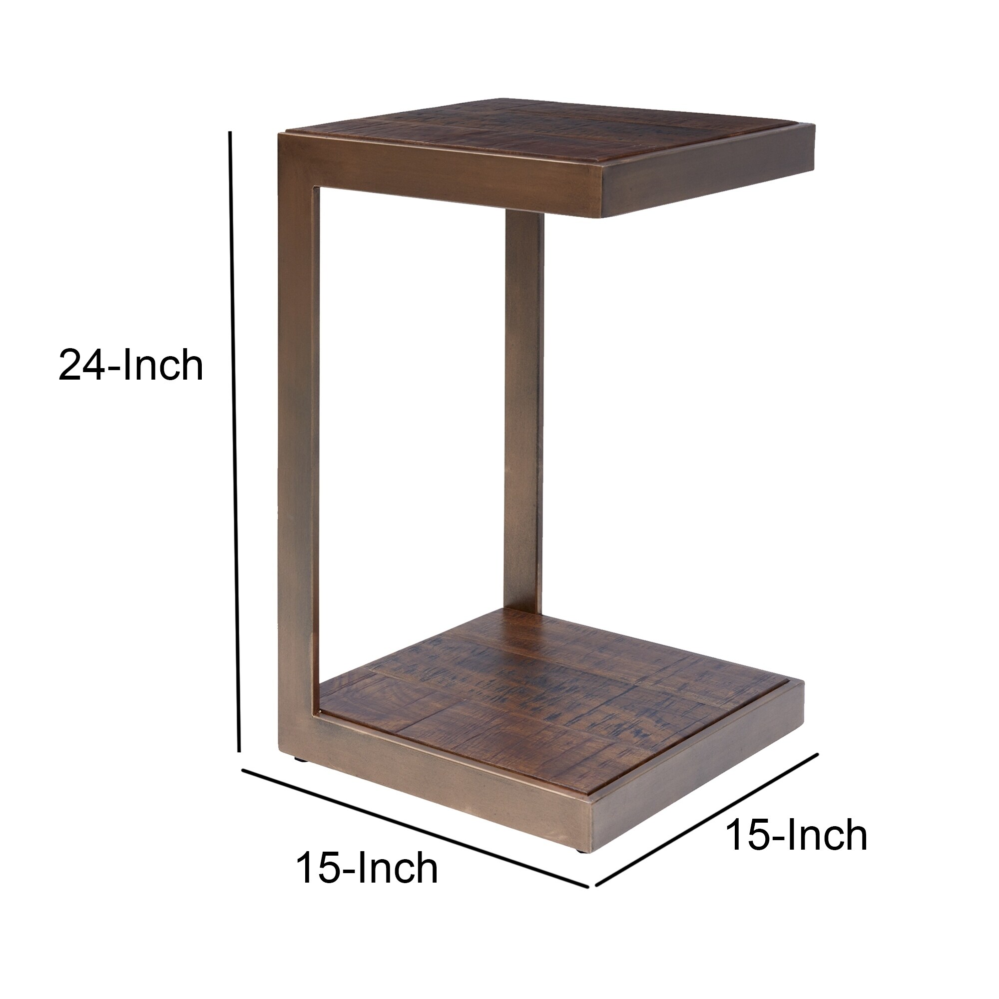 Carbon Loft Lizarrga Metal Frame Cshape End Table with Wooden Top and