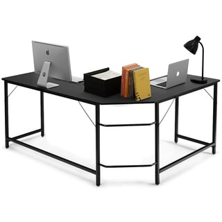 Overstock Modern L-shaped Computer Desk Corner Office Laptop Gaming Table (Black)