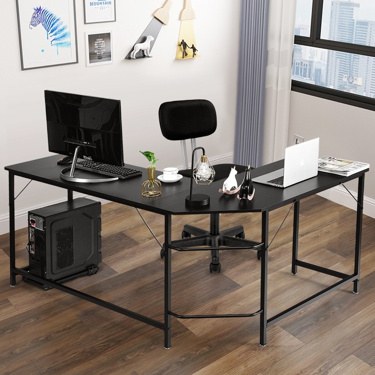 Shop Modern L Shaped Computer Desk Corner Office Laptop Gaming