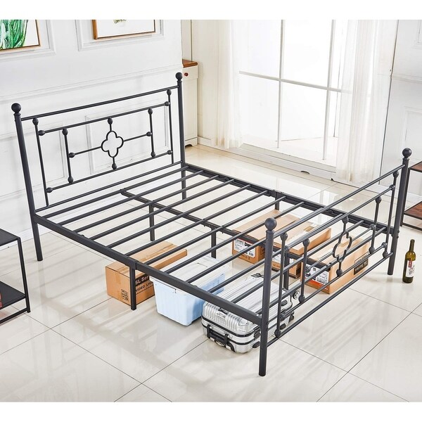 Shop Victorian Metal Platform Bed Frame with Headboard and ...