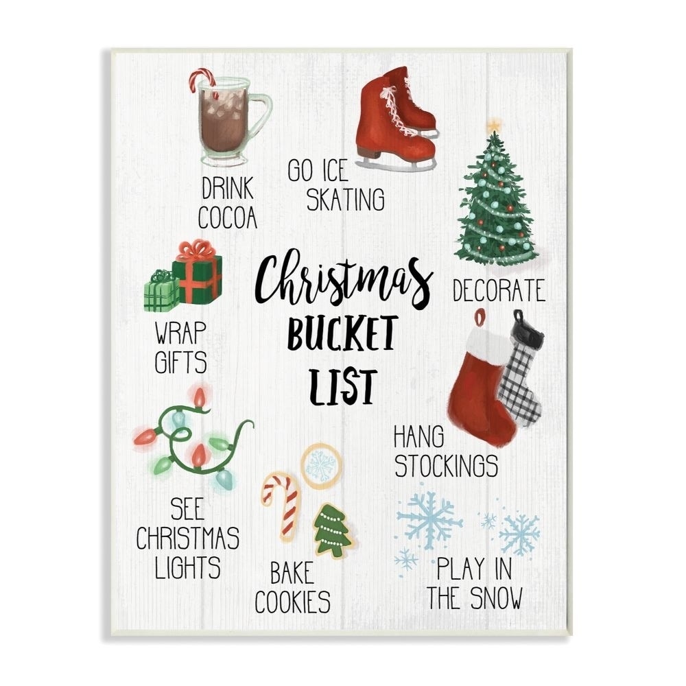 Stupell Christmas Bucket List Seasonal Items Food Winter Word ...