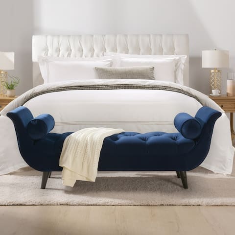 Strick & Bolton Florence Tufted Entryway Bench with 2 Bolster Pillows
